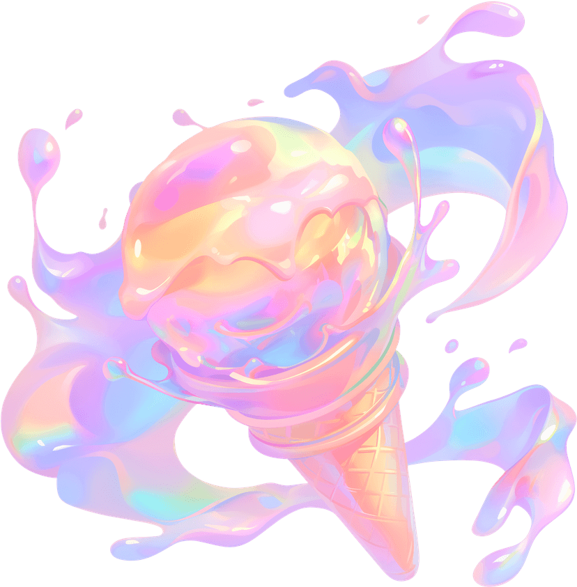 Fluid ice cream with splashes